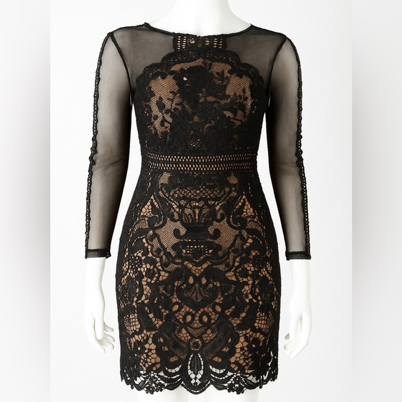 L'ATISTE Black Lace Long Sleeve Dress - Picture 1 of 7
